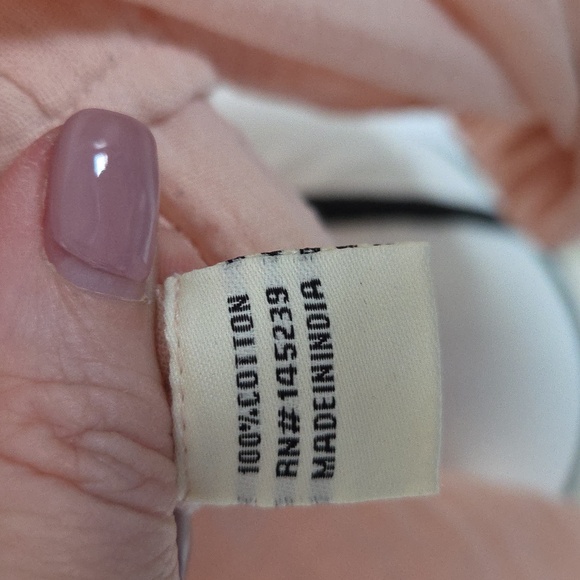 Sim & Sam Sz L 100% Cotton Gauze Button Front Top Peach Tie Hem Boho Blouse - Picture 7 of 8